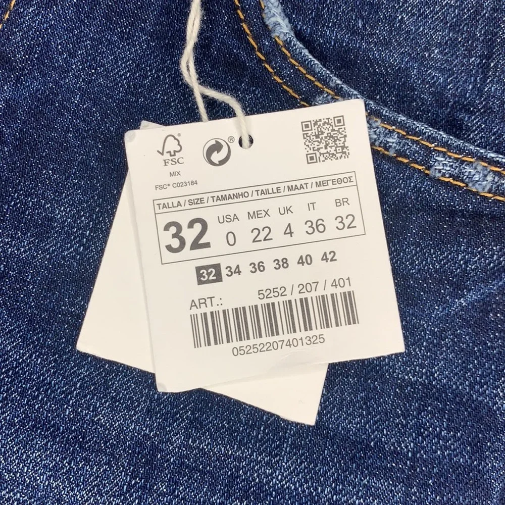 ZARA NWT embroidered jeans raw hem size 0 - Picture 4 of 14
